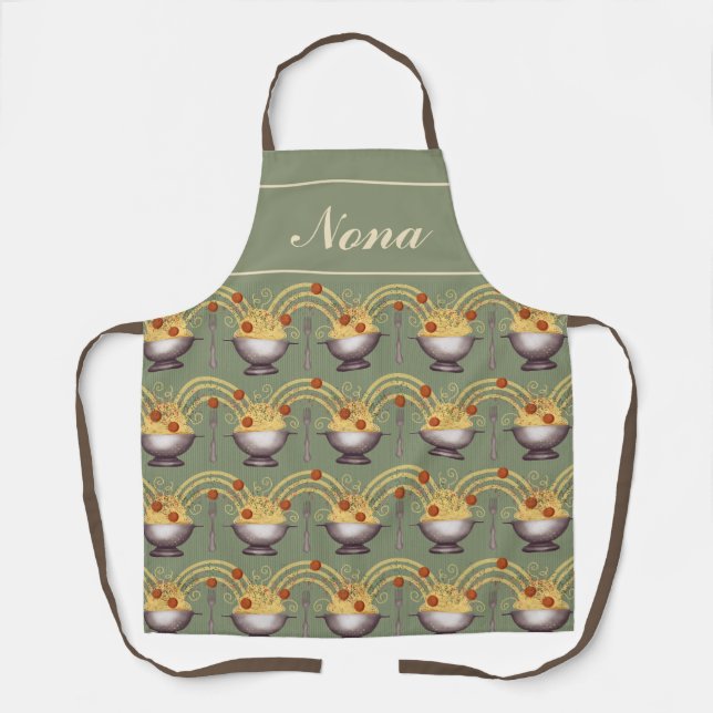 Spaghetti and meatballs green apron (Front)