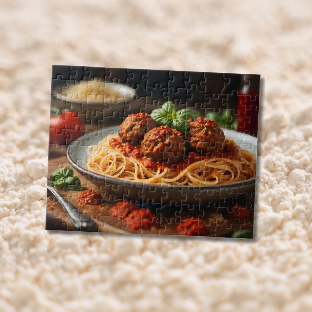 Spaghetti and meatballs on plate jigsaw puzzle (Creator Uploaded)