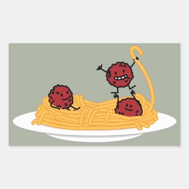 Spaghetti and meatballs pasta noodles Italian food Rectangular Sticker (Front)
