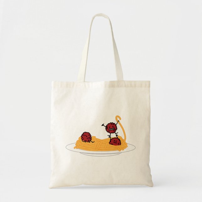 Spaghetti and meatballs pasta noodles Italian food Tote Bag (Front)