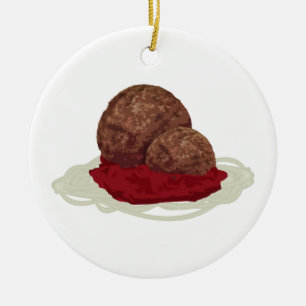 Spaghetti And Meatballs With Sauce Ceramic Tree Decoration