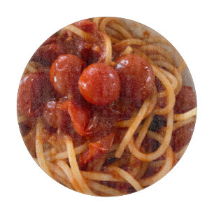 Spaghetti and Tomato Glass Cutting Board