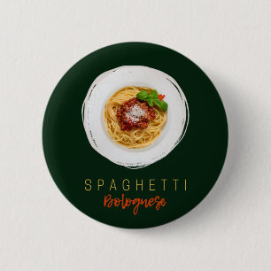 Spaghetti bolognese pasta noodle gourmet chef 6 cm round badge