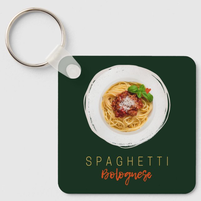 Spaghetti bolognese pasta noodle gourmet chef key ring (Front)