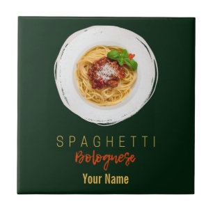 Spaghetti bolognese pasta noodle gourmet chef lugg ceramic tile