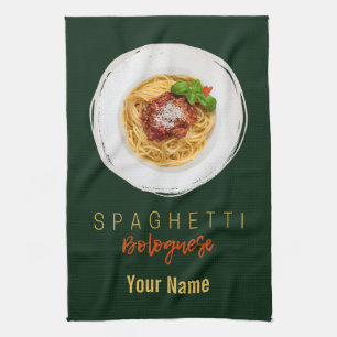 Spaghetti bolognese pasta noodle gourmet chef tea towel