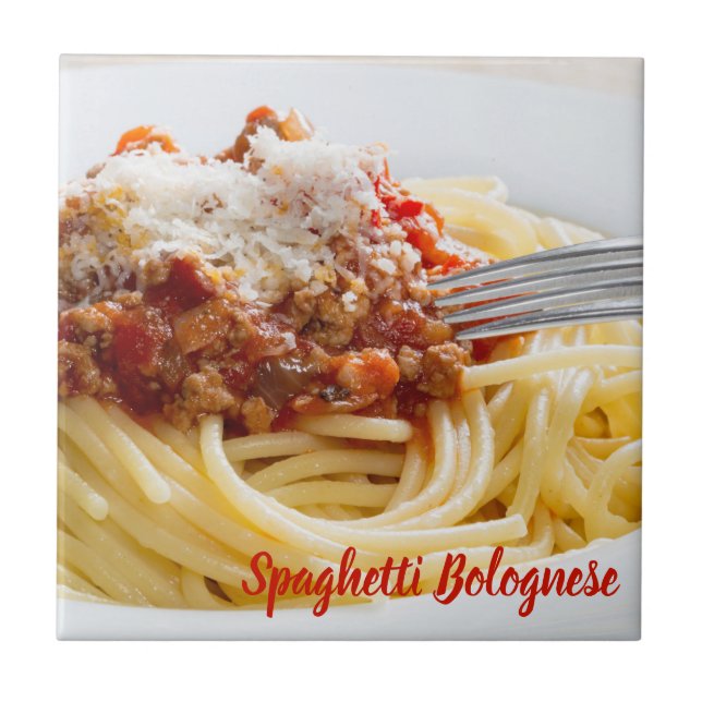 Spaghetti Bolognese Sauce Pasta with Parmesan Ceramic Tile (Front)