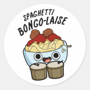 Spaghetti Bongolaise Funny Food Pun Classic Round Sticker