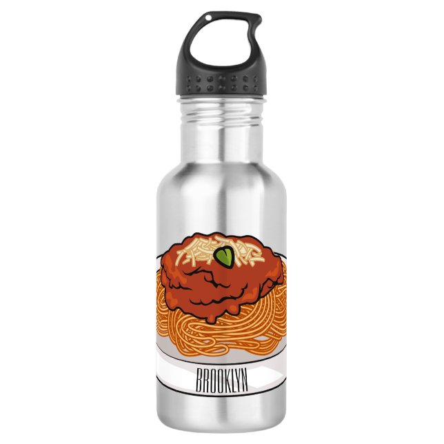  Spaghetti cartoon illustration 532 Ml Water Bottle (Front)