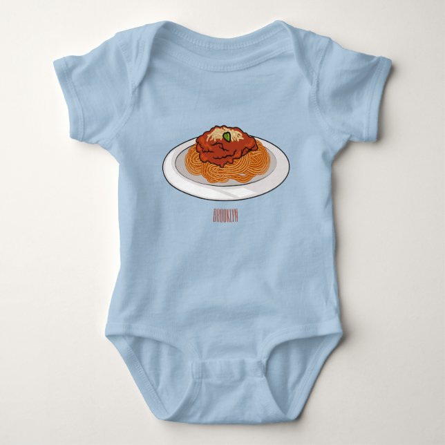  Spaghetti cartoon illustration Baby Bodysuit (Front)