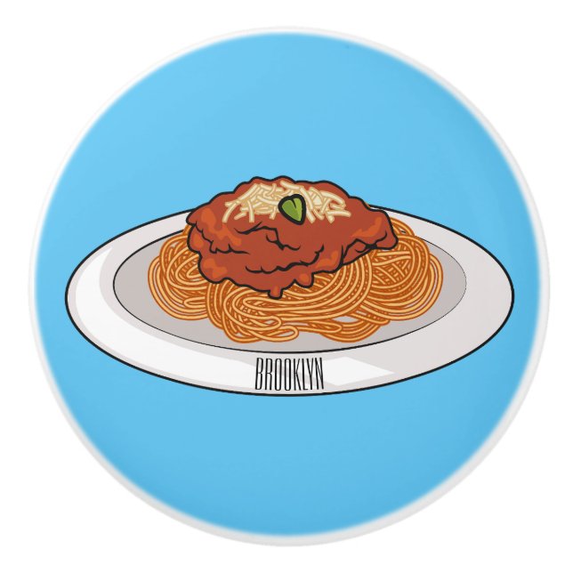 Spaghetti cartoon illustration Ceramic Knob (Front)