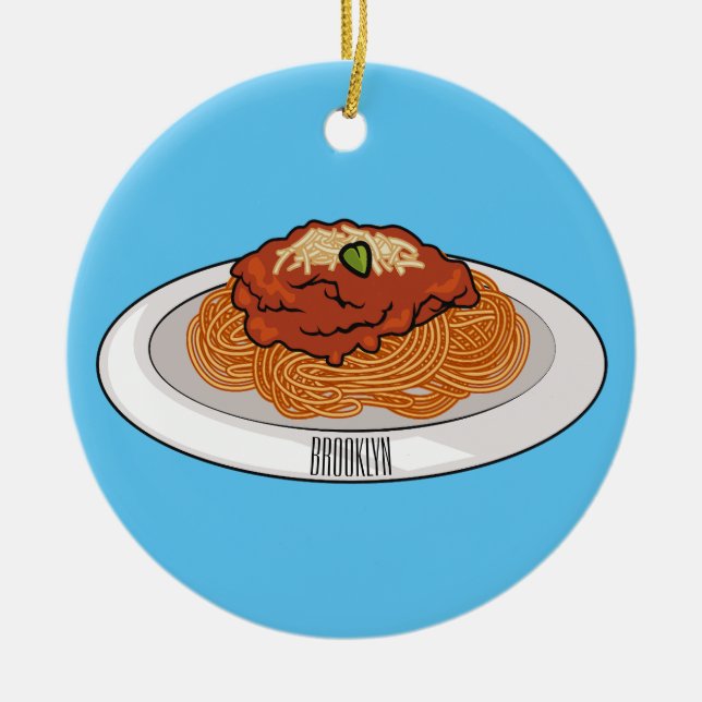  Spaghetti cartoon illustration Ceramic Ornament (Front)