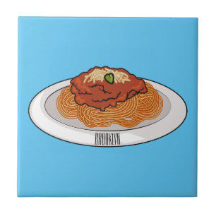  Spaghetti cartoon illustration Ceramic Tile