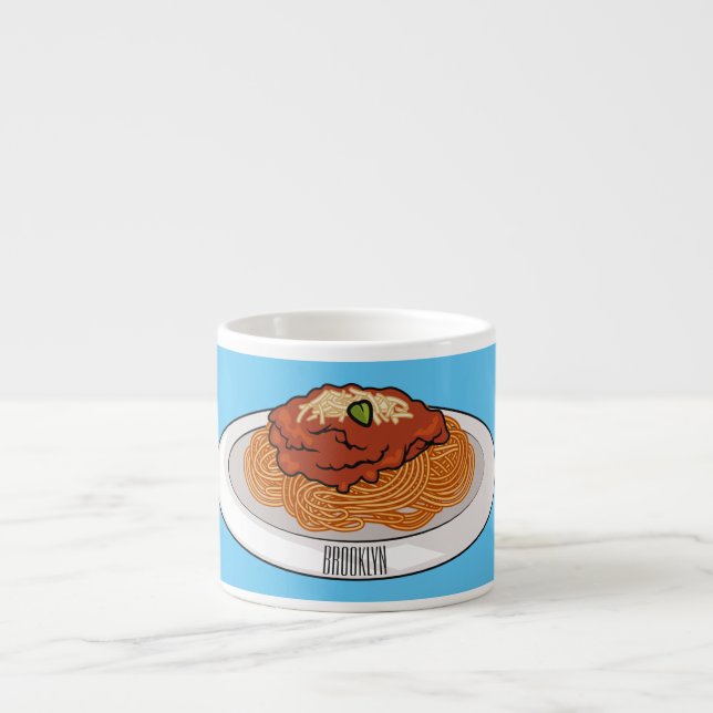  Spaghetti cartoon illustration Espresso Cup (Front)
