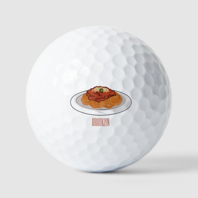  Spaghetti cartoon illustration Golf Balls (Front)