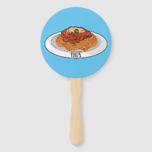 Spaghetti cartoon illustration Hand Fan