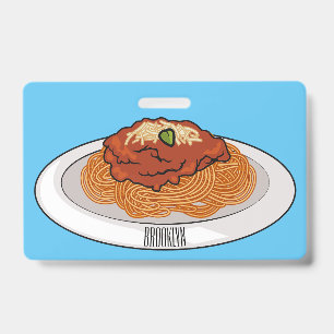 Spaghetti cartoon illustration ID Badge