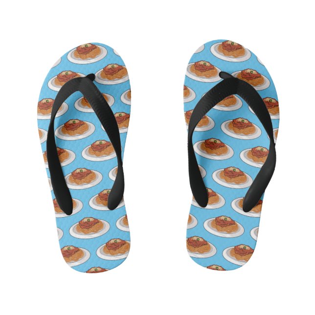  Spaghetti cartoon illustration Kid's Thongs (Footbed)