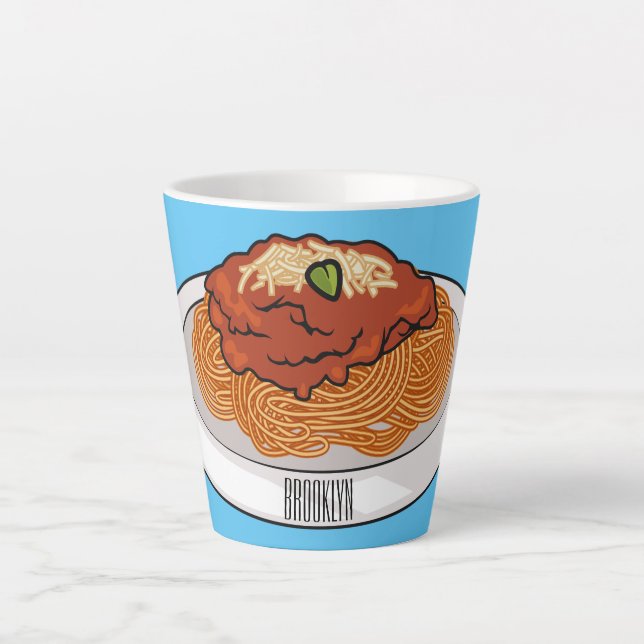  Spaghetti cartoon illustration Latte Mug (Front)