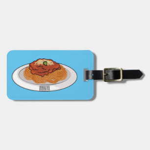 Spaghetti cartoon illustration Luggage Tag