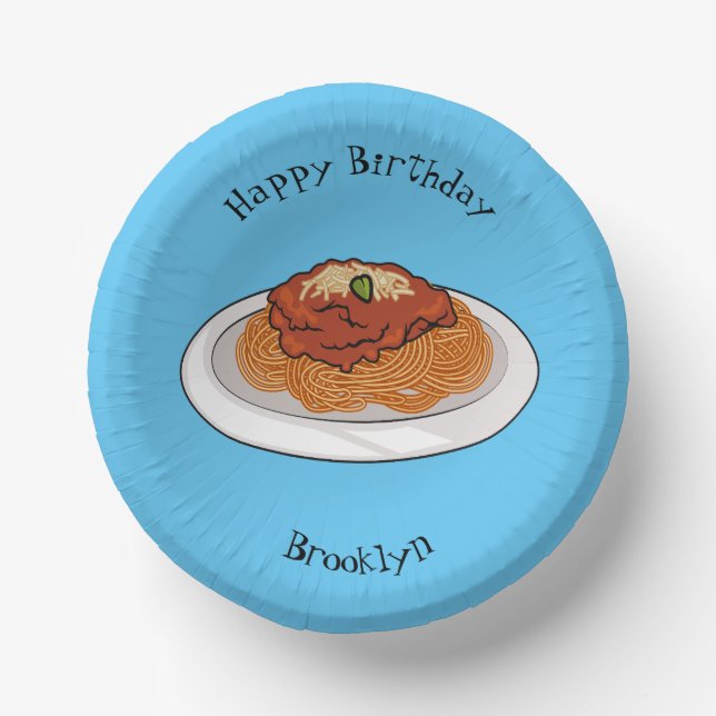  Spaghetti cartoon illustration Paper Plate (Front)