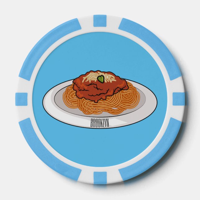  Spaghetti cartoon illustration Poker Chips (Front)