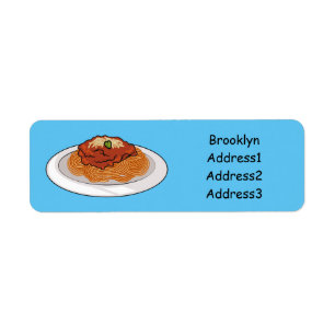 Spaghetti cartoon illustration Return Address Label