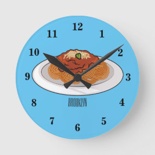 Spaghetti cartoon illustration Round Clock