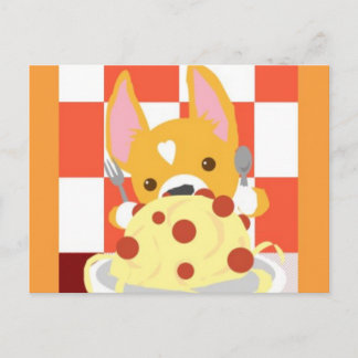 Spaghetti Dinner Corgi Postcard