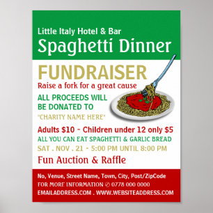 Spaghetti Dinner Fundraiser Event Poster