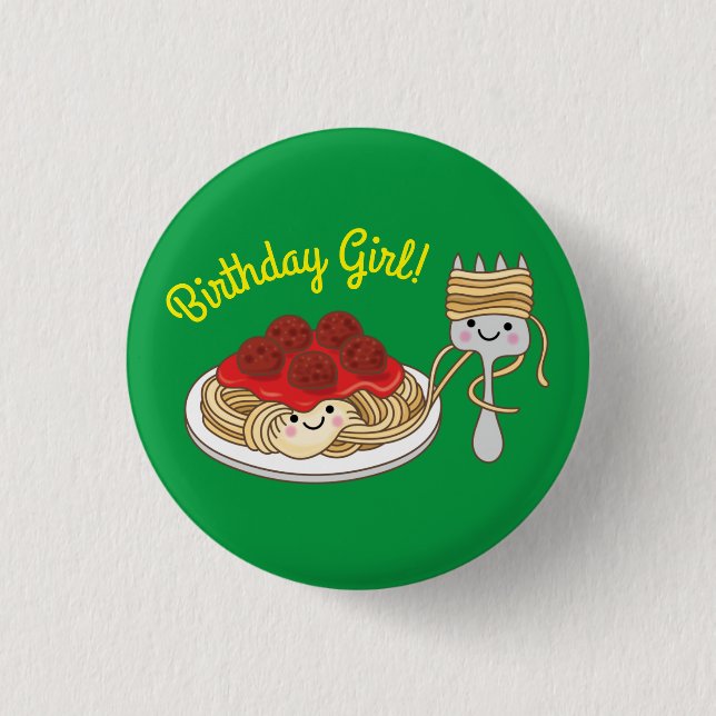 Spaghetti Kids Birthday Party Meatballs 3 Cm Round Badge (Front)