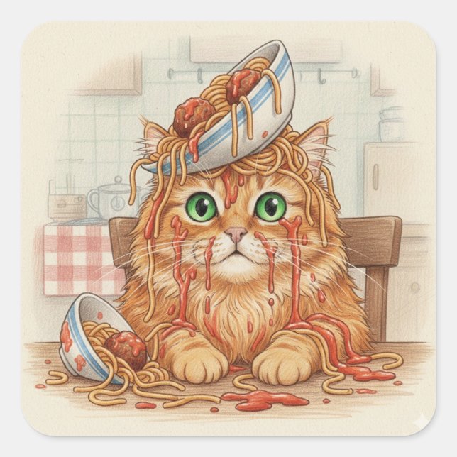 Spaghetti Kitty, Orange, Stickers (Front)