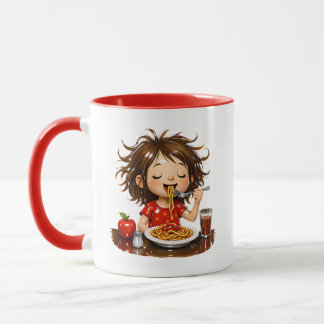 Spaghetti Lover Cute Girl Red Food Theme Mug