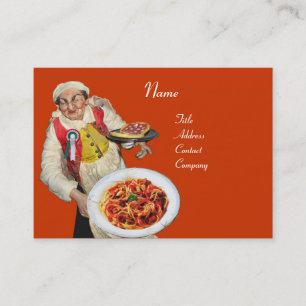 SPAGHETTI & MANDOLIN  ITALIAN KITCHEN, orange Business Card