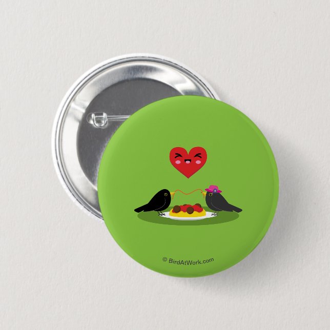 Spaghetti Meatballs Romantic Date 6 Cm Round Badge (Front & Back)