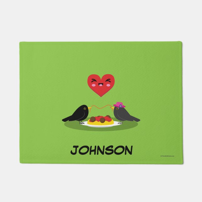 Spaghetti Meatballs Romantic Date | Add Your Name Doormat (Front)