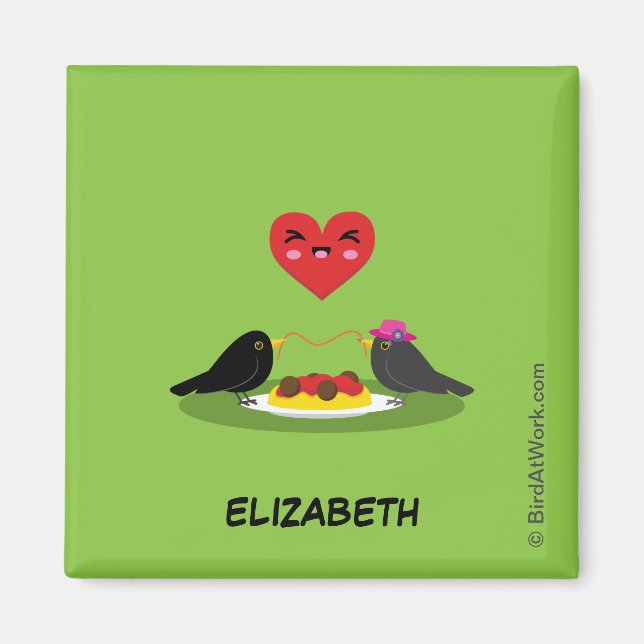 Spaghetti Meatballs Romantic Date | Add Your Name Magnet (Front)