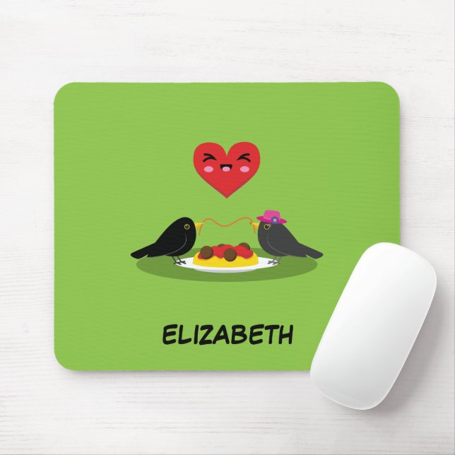 Spaghetti Meatballs Romantic Date | Add Your Name Mouse Pad (With Mouse)