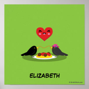 Spaghetti Meatballs Romantic Date Add Your Name Poster