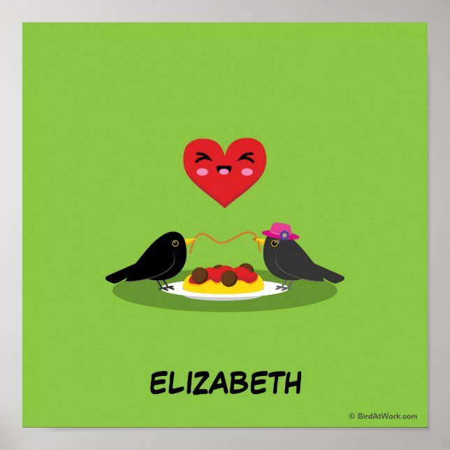 Spaghetti Meatballs Romantic Date | Add Your Name Poster (Front)