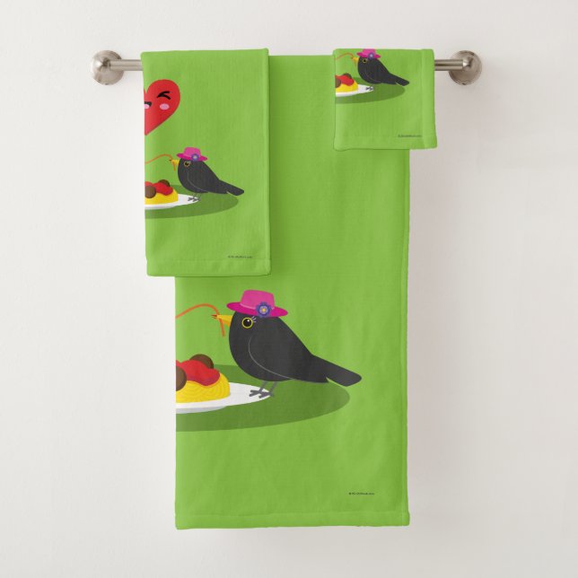 Spaghetti Meatballs Romantic Date Bath Towel Set (Insitu)