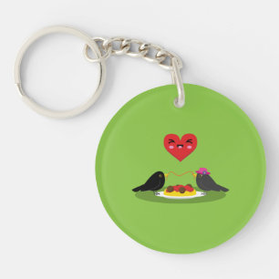 Spaghetti Meatballs Romantic Date Key Ring