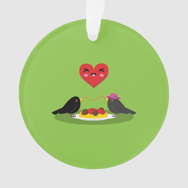 Spaghetti Meatballs Romantic Date Ornament (Front)