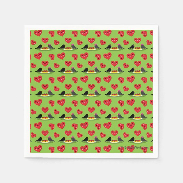 Spaghetti Meatballs Romantic Date Pattern Napkin (Front)