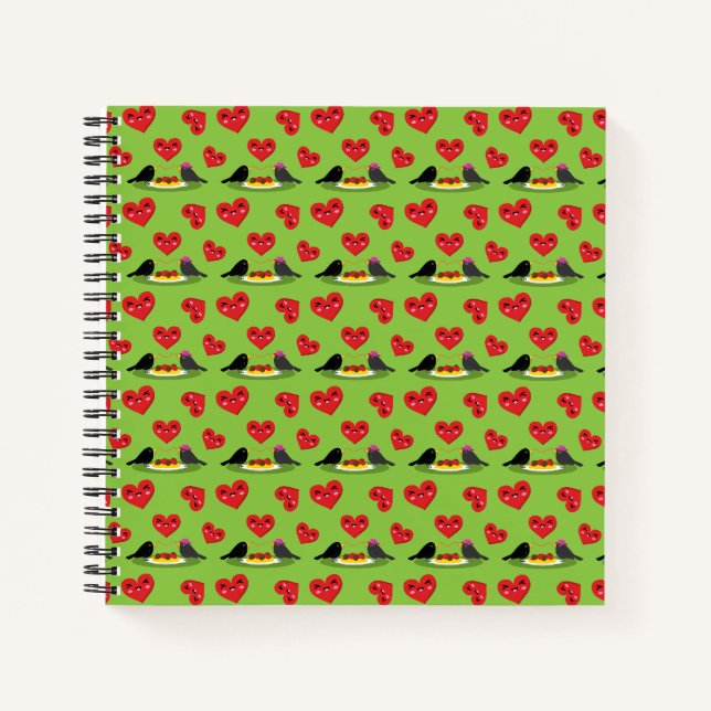 Spaghetti Meatballs Romantic Date Pattern Notebook (Front)