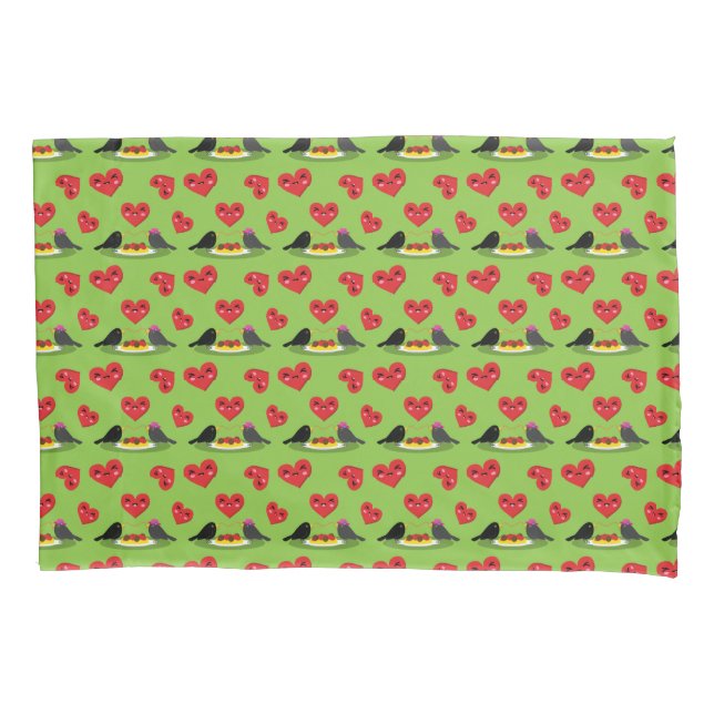 Spaghetti Meatballs Romantic Date Pattern Pillowcase (Front)