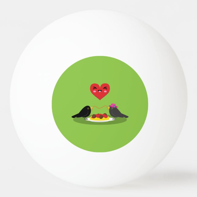 Spaghetti Meatballs Romantic Date Ping Pong Ball (Front)