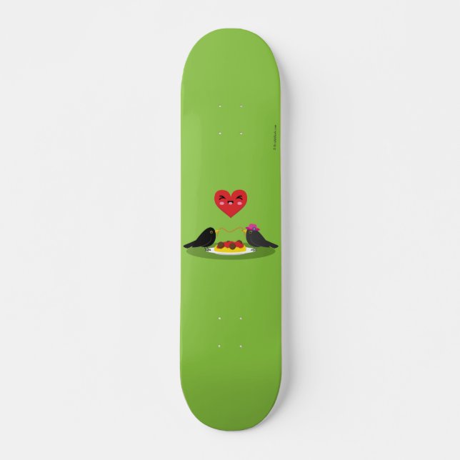 Spaghetti Meatballs Romantic Date Skateboard (Front)