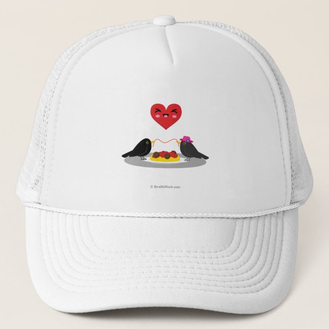 Spaghetti Meatballs Romantic Date Trucker Hat (Front)