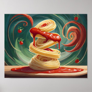 Spaghetti mit Tomatensoße Wirbelwind Poster
